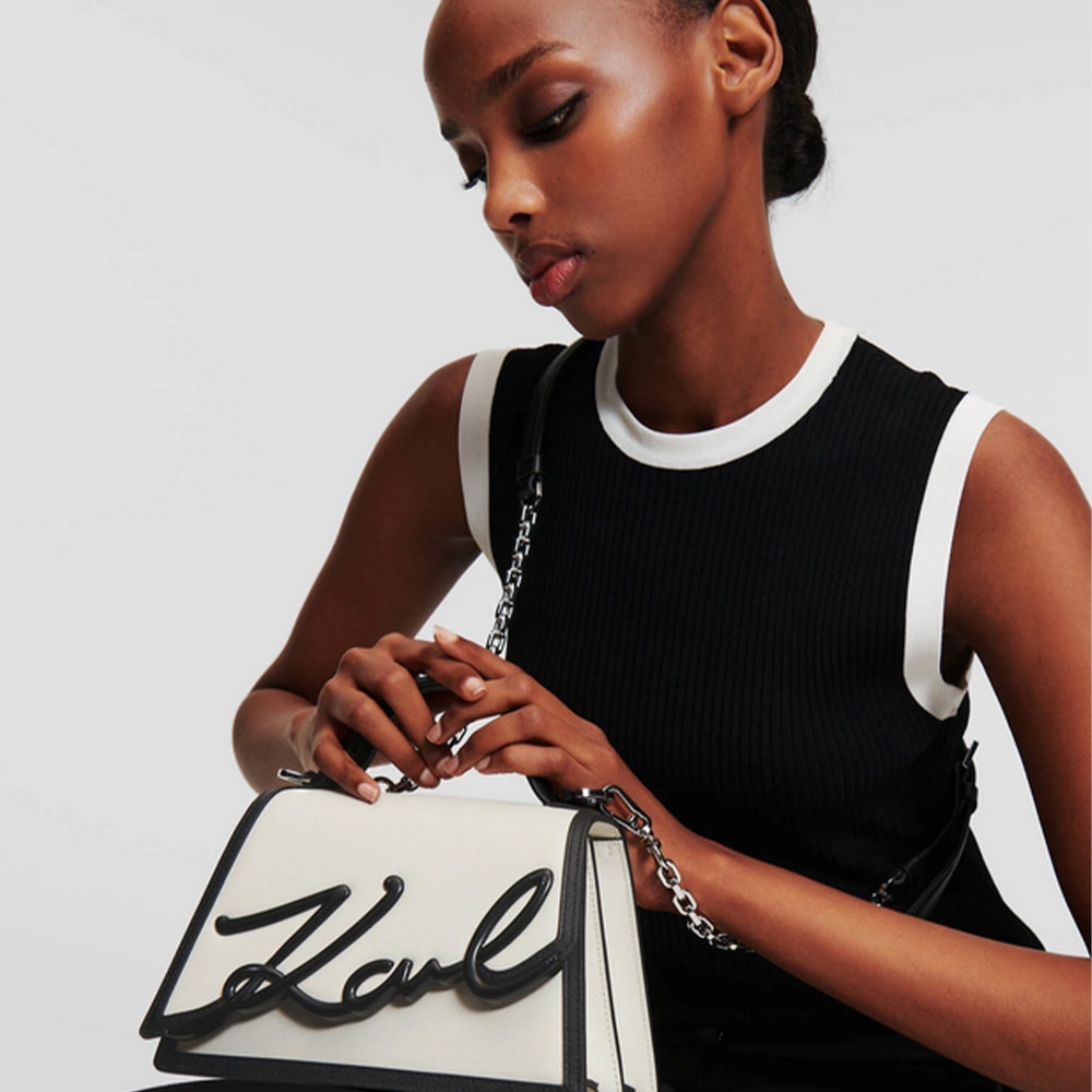 Bolso Karl Lagerfeld K/Signature Blanco y Negro – Estilo exclusivo foto 2