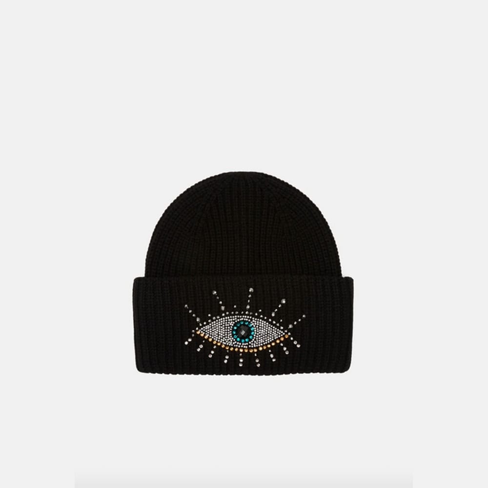 Gorro Kurt Geiger Ojo Cristales Evil Eye Beanie Negro