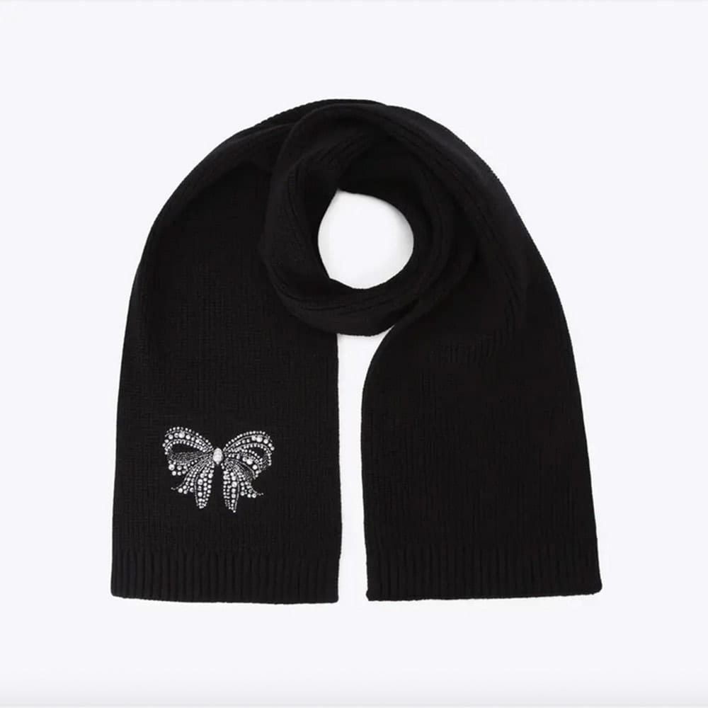 Bufanda Mujer Kurt Geiger Negra Lazo Cristales Belgravia Bow Scarf