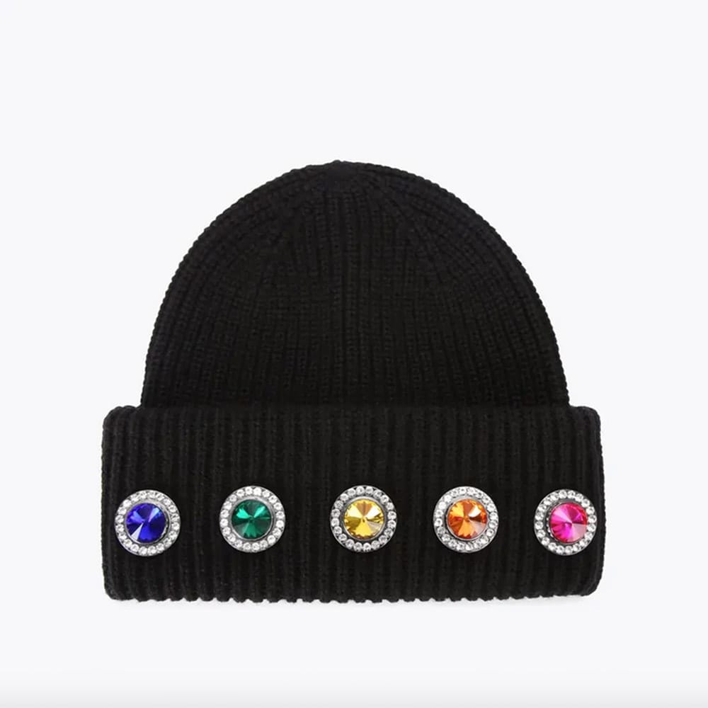 Gorro Mujer Kurt Geiger Negro Joyas Colores Octavia Beanie