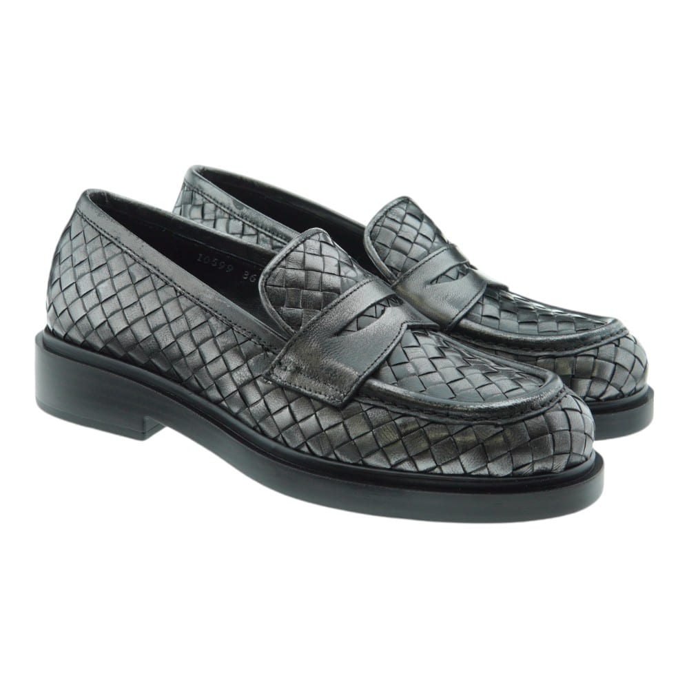 Mocasines Piel Trenzada Mujer Pons Quintana 10599.090 Acero