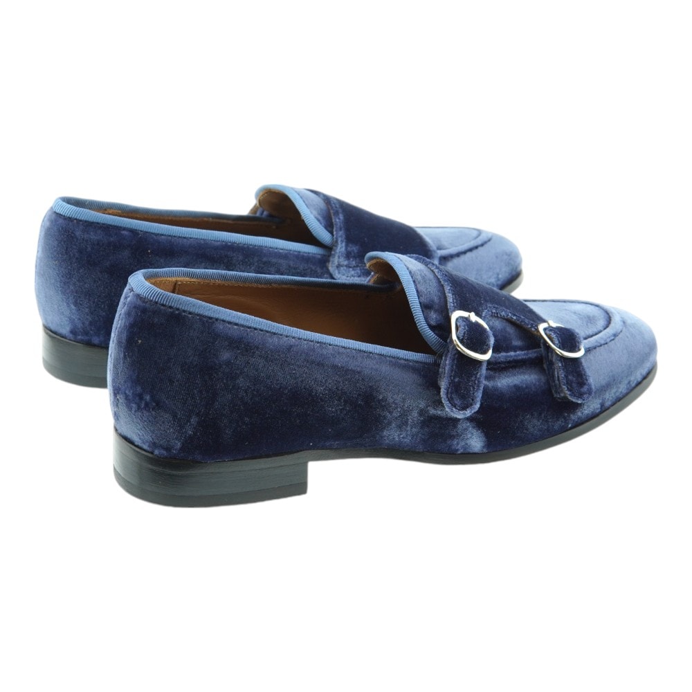 Zapatos Blucher Calce Terciopelo Azul con Doble Hebilla – Elegancia y Sofisticación foto 4