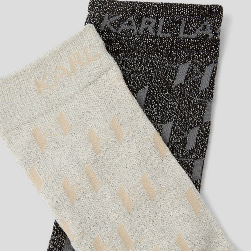 Calcetines Karl Lagerfeld pack de 2 pares en tonos beige y negro foto 2