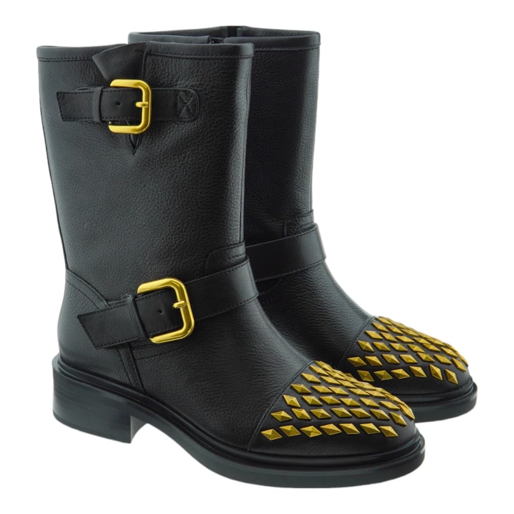 Bruno Premi Botas Piel Negras Tachuelas BI5502G