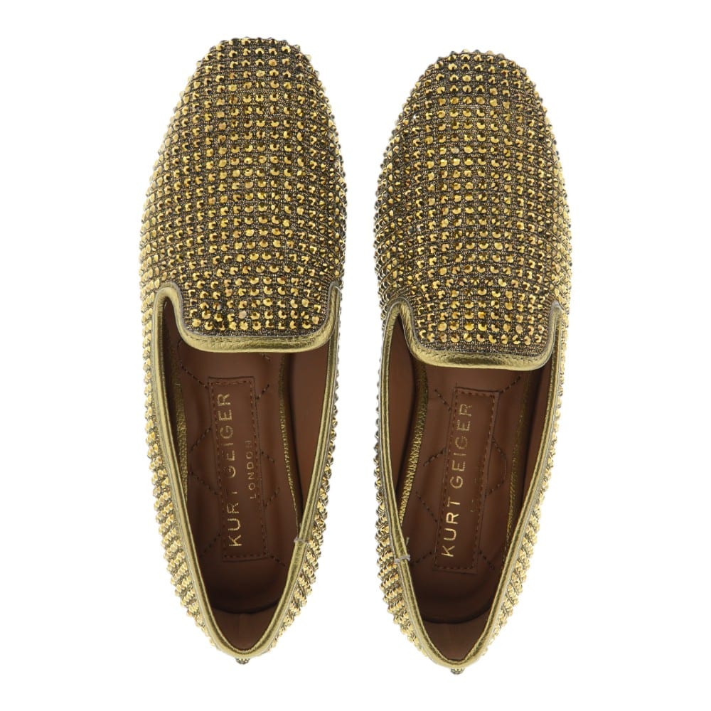 Slipper Mujer Kurt Geiger Oro con Cristales Brillantes | Exclusividad y Estilo foto 2