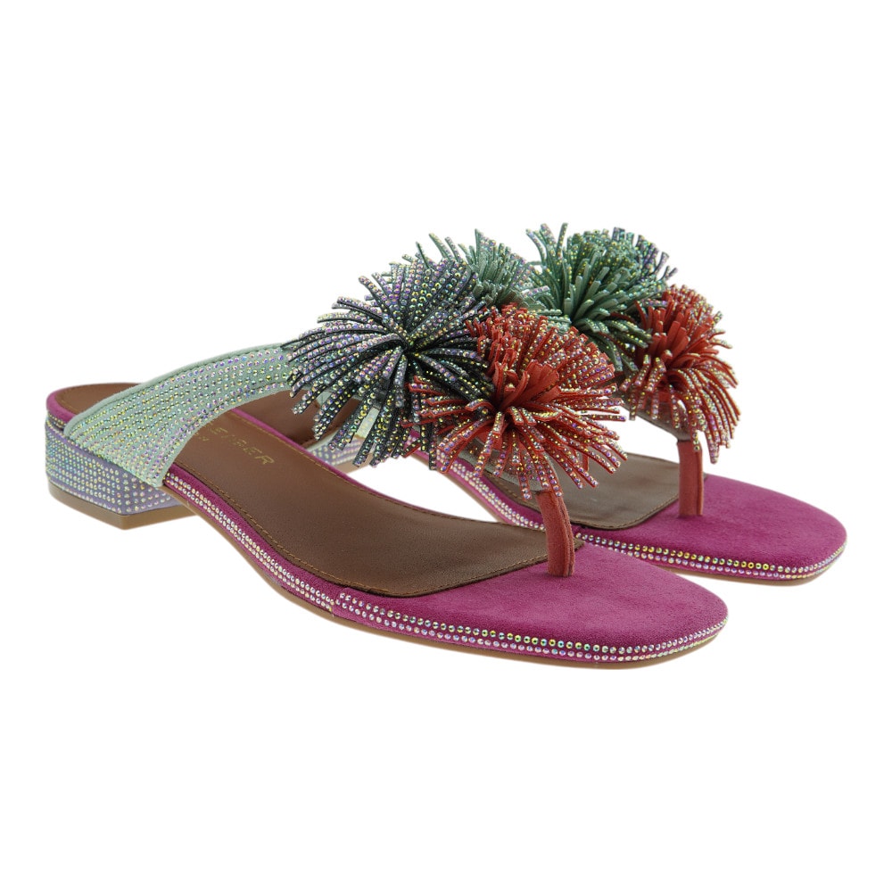 Sandalias Planas Dedo Kurt Geiger Pom Pom T-Bar